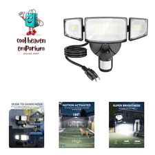 42W Motion Sensor Outdoor Light Plug in, Motion Flood Light Dusk to Dawn, 500...