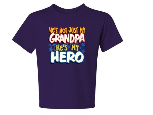 He's Not Just My Grandpa He's My Hero To Kids T-Shirt JERZEES 6 Mos To 18-20 - Picture 10 of 10