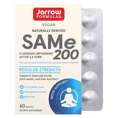 Jarrow Formulas SAMe S-Adenosyl-L-Methionine 200mg x 60 Bone Joint Liver Mood