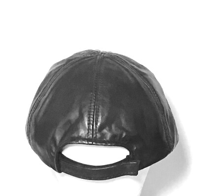 BLACK LEATHER BASEBALL STYLE HAT, ADJUSTABLE, EUC | eBay