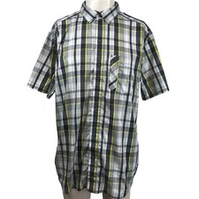 COLUMBIA - MEN'S LARGE - GRAY PLAID SHORT SLEEVE BUTTON OMNI-WICK SHIRT W/POCKET