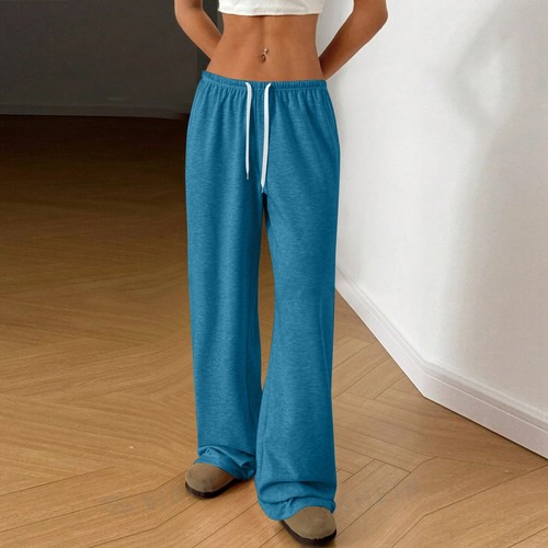Women's Casual Drawstring Elastic Waist Pants Comfortable Straight Yoga Loose - Picture 31 of 36