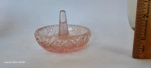 Vintage Fenton Pink Glass Ring Holder Trinket Dish Signed