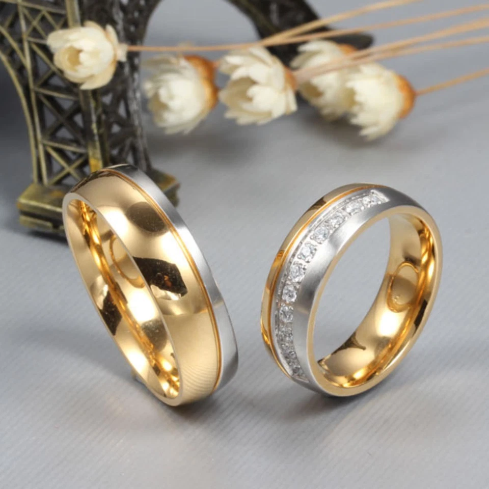 Verlobungsring Partnerring Freundschaftsring Eheringe Trauring bicolor Edelstahl - Bild 2 von 2