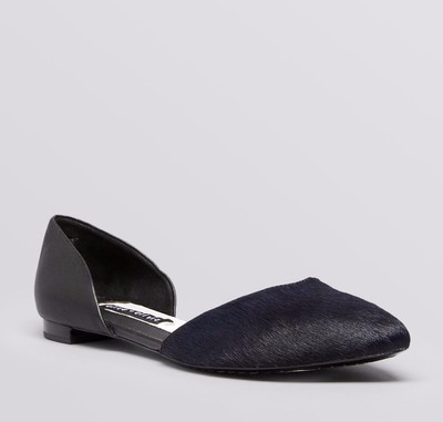 NEW ALICE+OLIVIA Sz37.5 HILARY D'ORSAY CALF HAIR LEATHER POINTED TOE BLUE/BLACK.