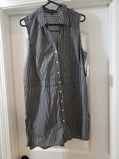 Ellen Tracy Casual Mini Dress - Shirtdress Large NWT Striped