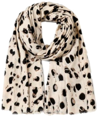 Beige Schal Leopardenmuster Stil Muster leichte Wollmischung Halstuch Damenschal