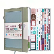 NEW Undated Daily Planner: Faux Leather, Hourly Slots, Stickers  More for 2025