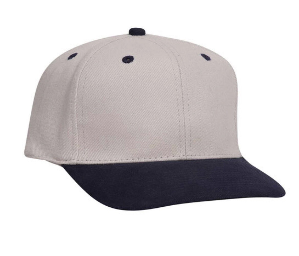 VINTAGE NAVY BLUE STONE GRAY OTTO CAP HAT 6 PANEL BUCKLE FIRM