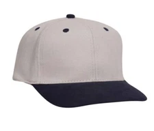 VINTAGE NAVY BLUE STONE GRAY OTTO CAP HAT 6 PANEL BUCKLE FIRM FRONT MID PROFILE