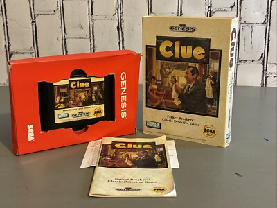 CLUE - Complete in Box w/manual - SEGA GENESIS - Tested - CIB