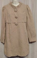 Forever Embroidered Cotton Jacket Taupe Empire Waist Lined Size Large Nwt