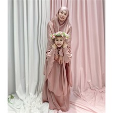 Ramadan Muslim Prayer Dress Women Kids Overhead Robe Islamic Burqa Abaya Kaftan
