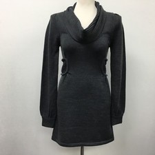 Jump Girl Women's Sweater Dress Small Gray Cowl Neck Long Sleeve