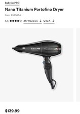 Babyliss Pro Nano Titanium Portofino Hair Dryer BPOR1 - Made in Italy