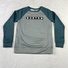 Burton Men's Small Crewneck Pullover Sweatshirt Gray Green Durable Goods WB Oak