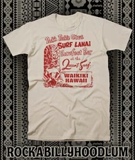 Retro Tiki T Shirt 100% Cotton Bar Mug Restaurant Surf Lanai Waikiki Hawaii
