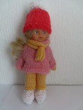 vetement poupée mini-corolle 20cm 6pieces pull+chaussons+pantalon+moufles+chape