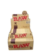 2 PACKS RAW CLASSIC KING SIZE SLIM Natural Unrefined Cigarette Rolling Papers