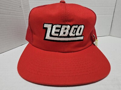 Vintage Zebco Snapback Trucker  Baseball Cap Hat Red Fishing With Tags