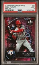 TREA TURNER 2023 BOWMAN PLATINUM 61 PINK ICE #/199 PSA 9:Pop 1/0 Phillies