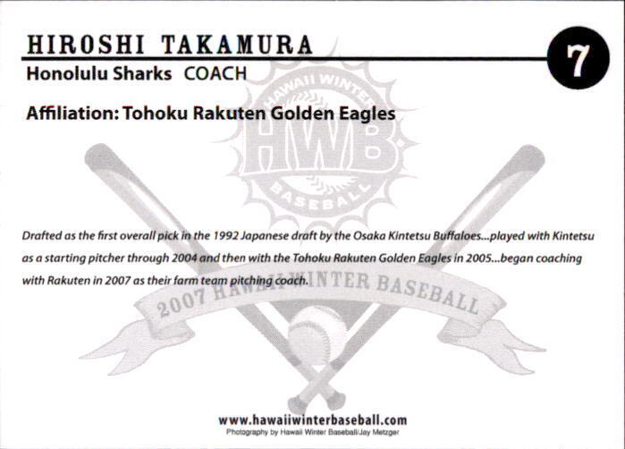 2007 Honolulu Sharks #28 Hiroshi Takamura Coach Baseball 2007 Honolulu Sharks #28 Hiroshi Takamura Coach Baseball