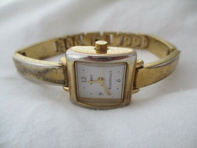 Timex Essentials Watch Silver & Gold Toned White Square  display picture 2