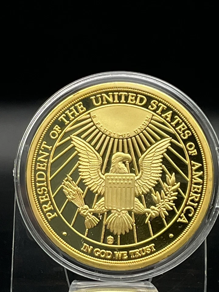 President Jefferson/Kennedy/Reagan RARE Lot (3) Gold-plate Swarovski Comm. Coins - Image 4 of 4