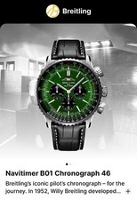 Breitling Navitimer B01 Chronograph 46 Watch 46 mm Stainless Steel Green 2