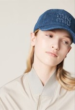Brand New Miu Miu logo-embroidered denim baseball cap with bag