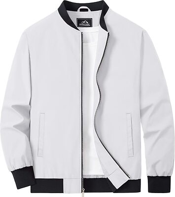 Men's Bomber Jacket Lightweight Full Zip Windbreaker Casual Stylish Golf Jackets