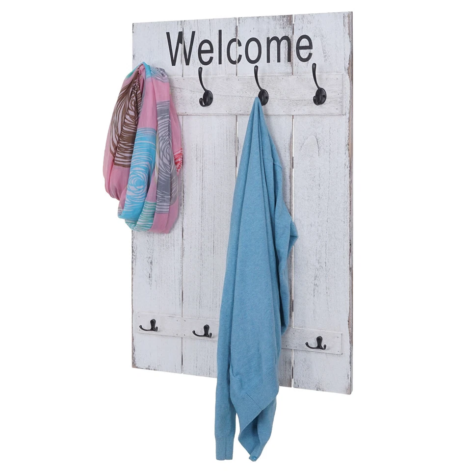 Wandgarderobe HWC-C89 Welcome, Garderobe Garderobenpaneel, Shabby-Look 91x60cm - Bild 2 von 4