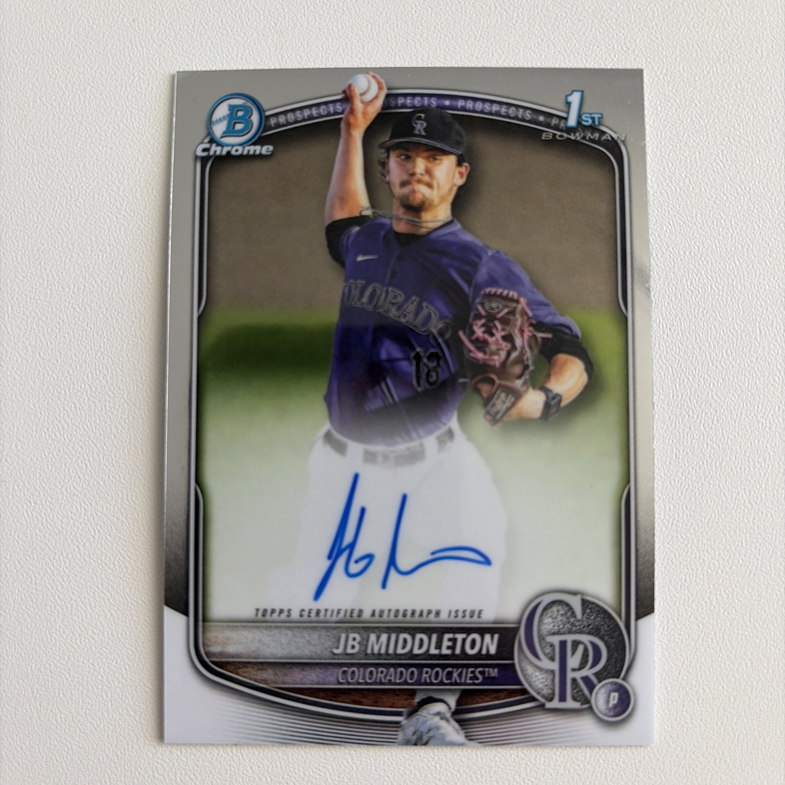 2025 Bowman Draft #CPA-JM JB Middleton Chrome Prospect Autographs 1st Rockies SP