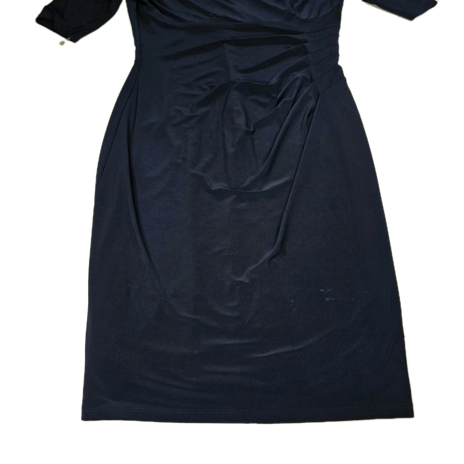 Lauren Ralph Lauren Women's Navy Blue Ruched Sheath Cocktail Dress Size 10 thumbnail 2