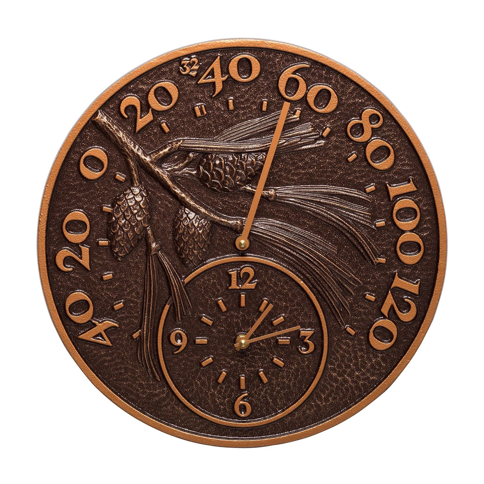Whitehall Products Pinecone Thermometer Clock - Thumbnail 4