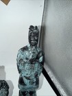 Vintage Asian Warrior Figurines Pair Bronze Finish Terracotta Army Style — photo 3