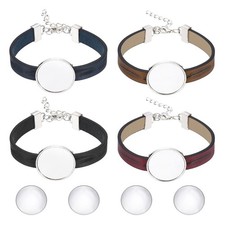 Bracelet Blanks for Jewelry Making 4pcs 25mm Black/Red/Blue/Orange/Silver