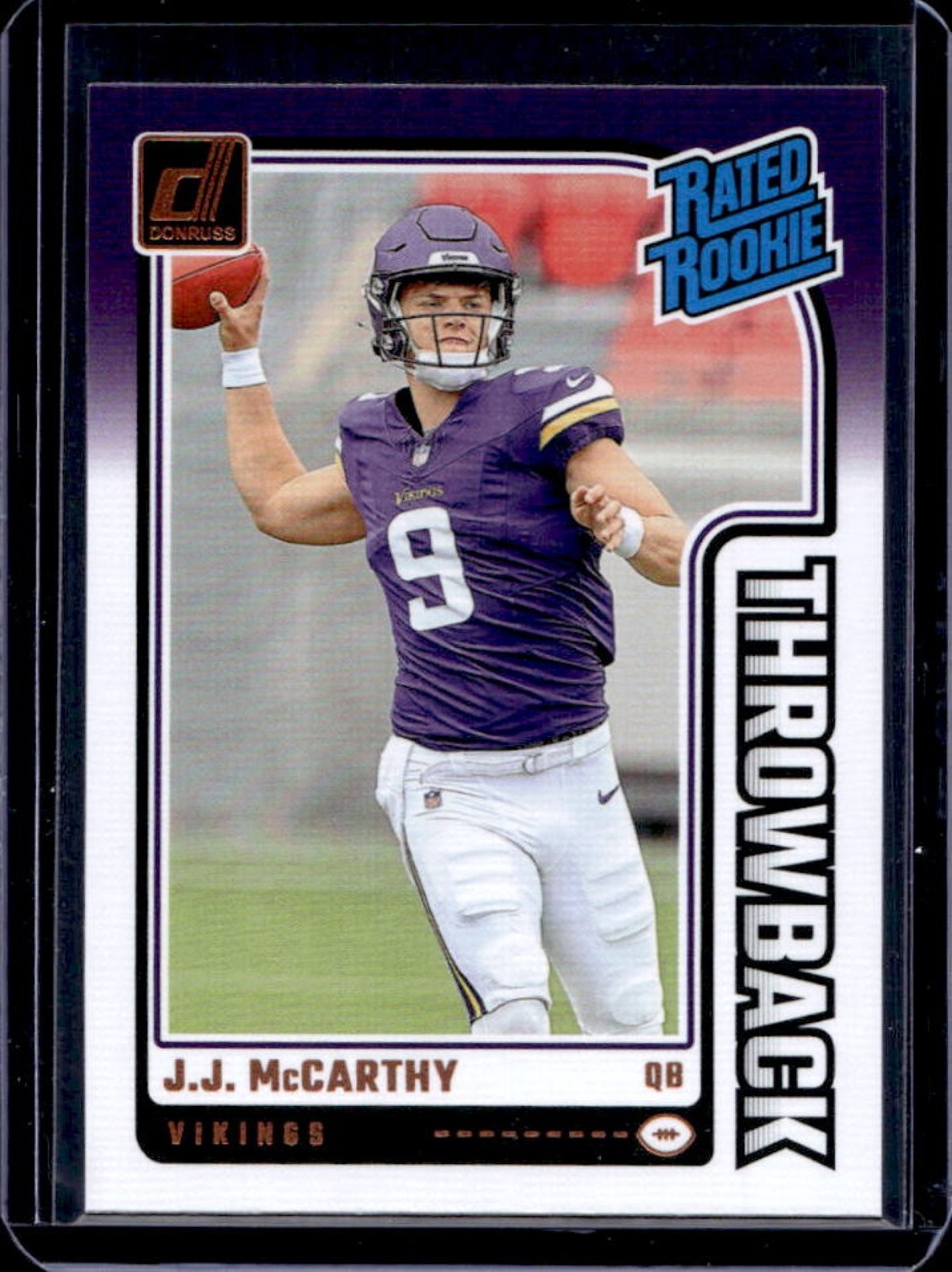 2024 Donruss J.J. McCarthy Rated Rookie Throwback #2 Vikings