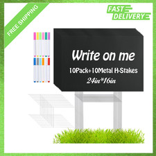 24x16 Inch Waterproof Corrugated Plastic Yard Signs with Stakes Pack of 10 Black