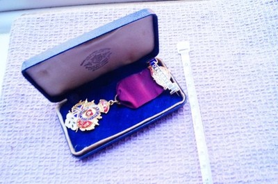 VINTAGE VERPACKT Hearts of Oak Benefizgesellschaft Freimaurer Delegierter Emaille Juwel