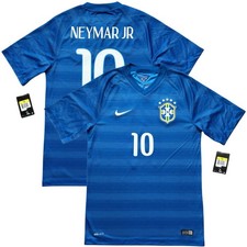 2014/15 Brazil Away Jersey 10 Neymar JR Small Nike Soccer World Cup Blue Kit