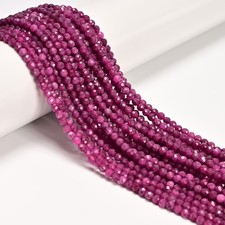 Natural Ruby Faceted Round Beads Size 3mm 15.5'' Strand