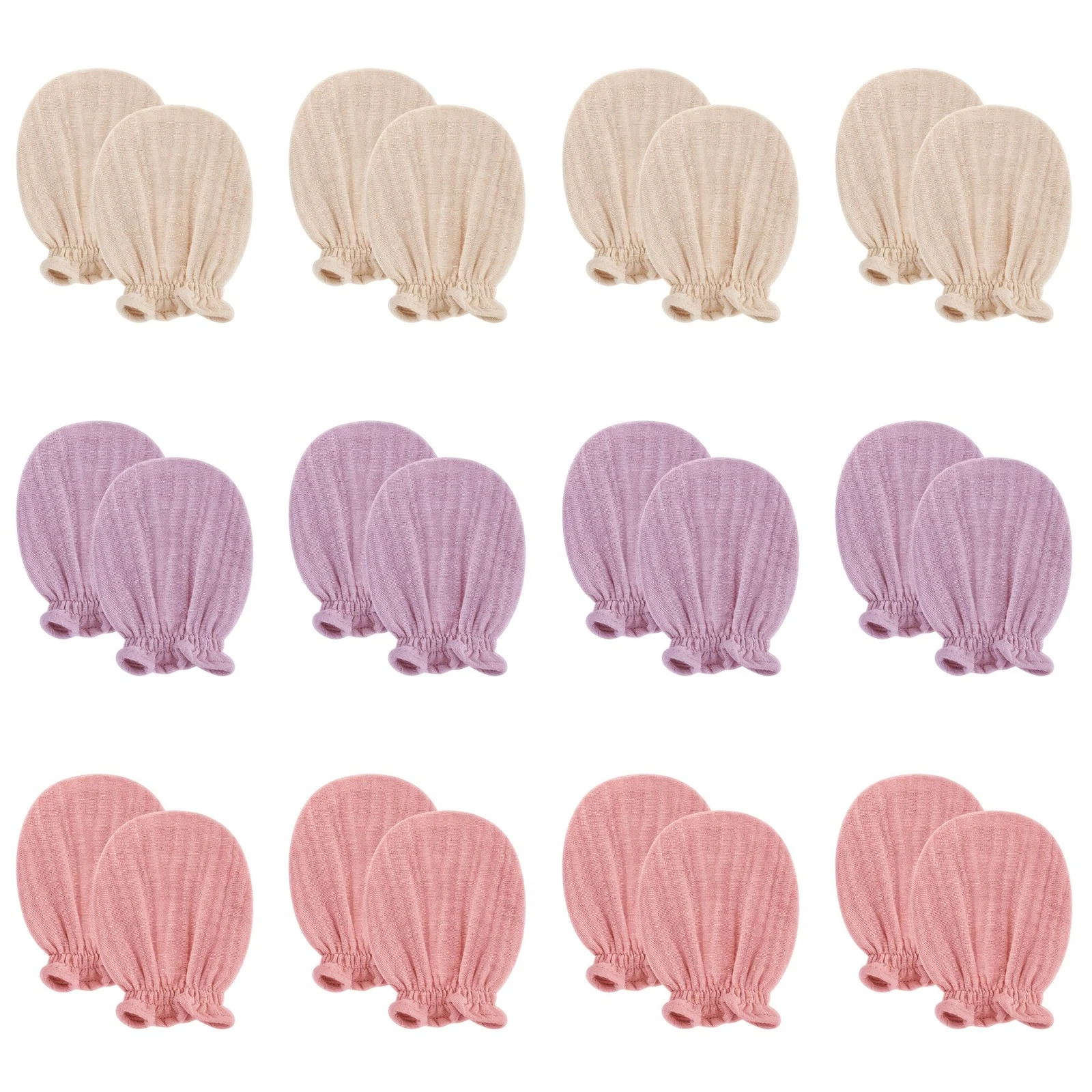 Pro Goleem Baby Mittens 12-pack for Newborn Boys & Pink Purple Beige 12
