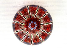 Vintage ❤️ Scottish Strathearn Glass Paperweight Decorated Millefiori Canes Pink