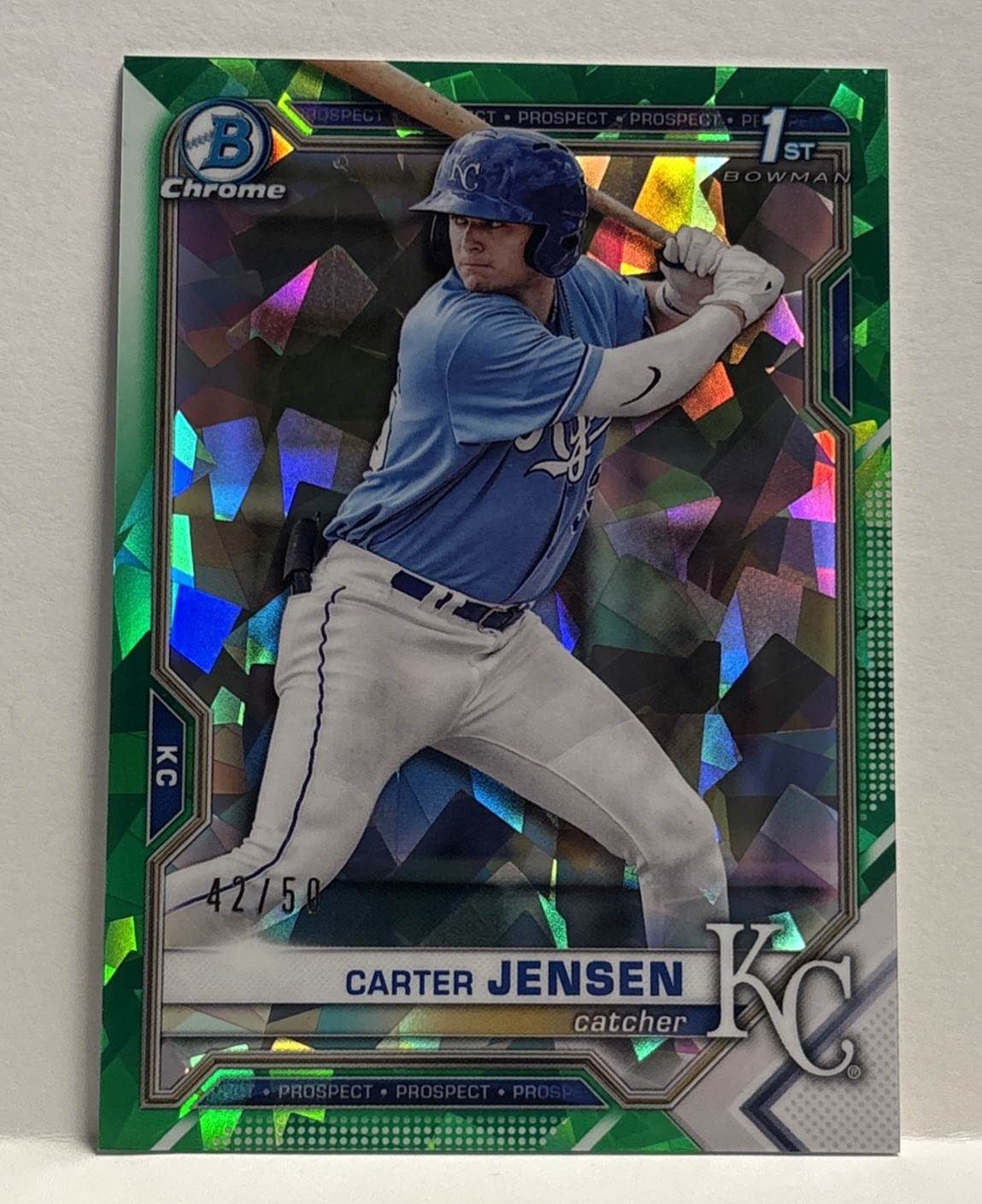 2021 Bowman Draft Carter Jensen Chrome Sapphire Green /50 #BCD-106 KC ROYALS RC