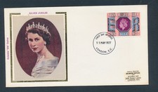 D486738 Great Britain FDC Silk Cachet Silver Jubilee Queen Elizabeth II 1977