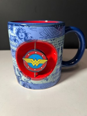 WONDER WOMAN 20 oz Emblem Spinner Coffee Mug Cup DC Comics Logo Fidget XL