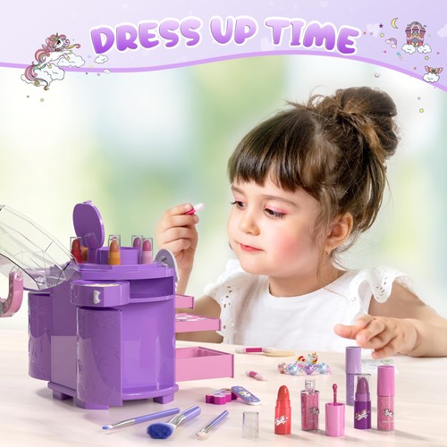 Kids Makeup Set for Girls 63 Pcs Washable Non-Toxic Real Cosmetic Toddler Mak... - Picture 7 of 8