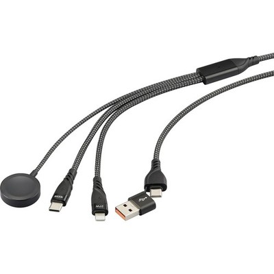 Renkforce RF-6691602 USB Charging Cable Black Fabric Sleeve 1.20M Usb-A Usb-C