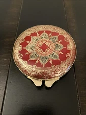 Vintage "Luti" Firenze red leather powder & rouge compact.